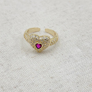 Pink Crystal Heart Ring