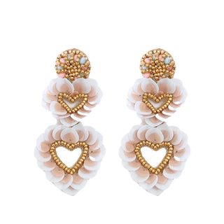 Treasure Jewels - Floral Heart Beaded Earrings