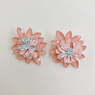Treasure Jewels - Oversize Crystal Peach Stud Earrings
