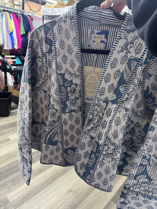 Pol - Botanical Pattern Quilted Cardigan Jacket