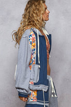 Load image into Gallery viewer, POL Balloon Sleeve Quilted Detail Floral Knit Hoodie Jacket
