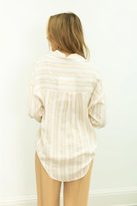 Grace + Emma Kathryn Classic Button-Up - Beige Stripes