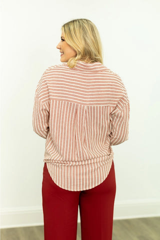 Grace + Emma Kathryn Classic Button-Up - Red Stripes