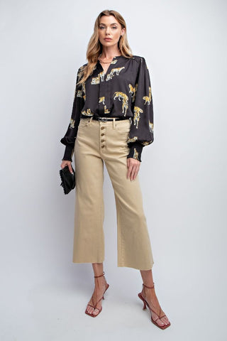 Easel Button Front Stretch Twill Pants