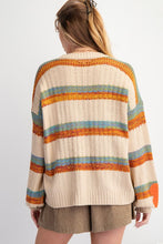 Load image into Gallery viewer, Easel Striped Flower Patch Knit Sweater Pullover
