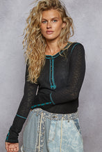Load image into Gallery viewer, POL Round Neck Solid Cut and Sew Knit Mix Top
