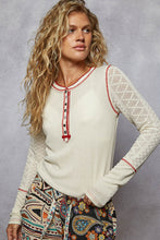 Load image into Gallery viewer, POL Round Neck Solid Cut and Sew Knit Mix Top
