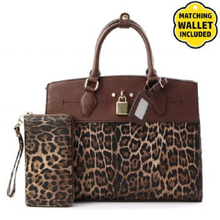 Leopard Lock Handbag + Wallet