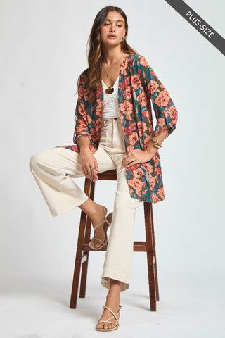 Dear Scarlett Lizzy Cardigan - Olive Floral