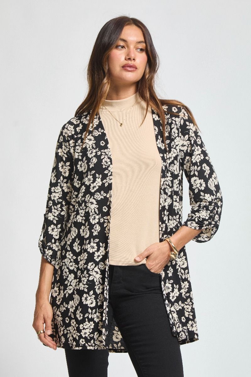 Dear Scarlett Lizzy Cardigan - Black Floral