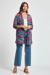 Dear Scarlett Lizzy Cardigan - Teal Floral