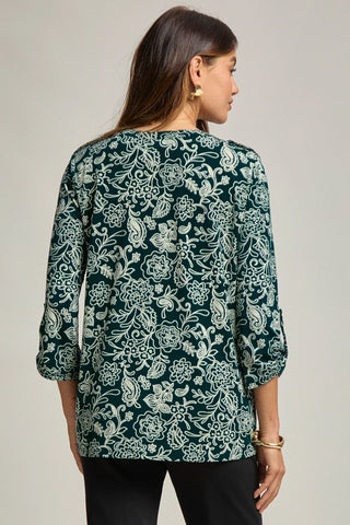 Dear Scarlett Lizzy Luxe Top- Hunter Green Floral