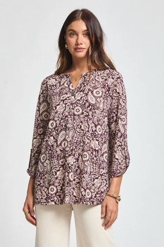 Dear Scarlett Lizzy Luxe Top- Chocolate Floral