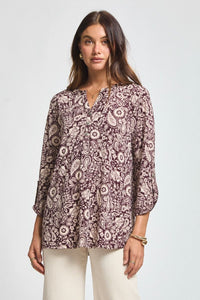 Dear Scarlett Lizzy Luxe Top- Chocolate Floral