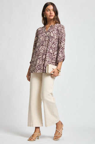 Dear Scarlett Lizzy Luxe Top- Chocolate Floral