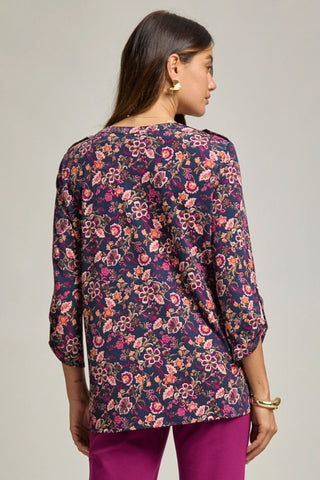 Dear Scarlett Lizzy Luxe Top- Navy Floral