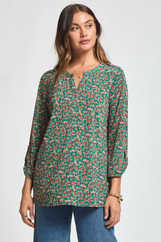 Dear Scarlett Lizzy Luxe Top- Hunter Green Floral