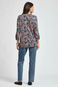 Dear Scarlett Lizzy Luxe Top- Dark Teal Floral