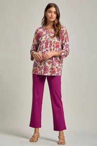 Dear Scarlett Lizzy Luxe Top- Beige/Pink Floral