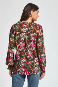 Dear Scarlett Lizzy Smocked Top - Olive Floral