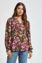 Load image into Gallery viewer, Dear Scarlett Lizzy Smocked Top - Olive Floral
