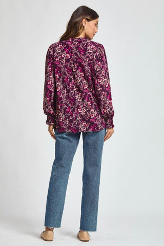 Dear Scarlett Lizzy Smocked Top - Wine Floral