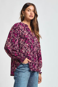 Dear Scarlett Lizzy Smocked Top - Wine Floral