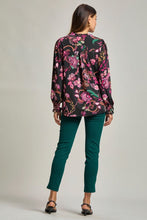Load image into Gallery viewer, Dear Scarlett Lizzy Smocked Top - Black//PInk Floral
