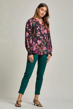 Load image into Gallery viewer, Dear Scarlett Lizzy Smocked Top - Black//PInk Floral
