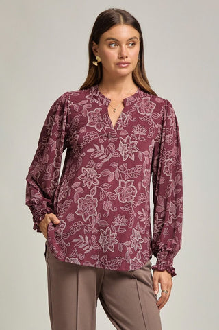 Dear Scarlett Lizzy Smocked Top - Chocolate Floral