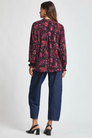 Dear Scarlett Lizzy Smocked Top - Black Floral