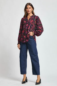Dear Scarlett Lizzy Smocked Top - Black Floral