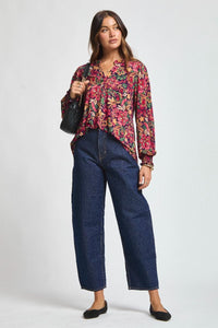 Dear Scarlett Lizzy Smocked Top - Eggplant Floral