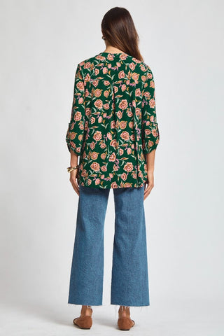 Dear Scarlett Lizzy Blouse Hunter Green Floral