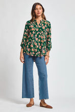 Load image into Gallery viewer, Dear Scarlett Lizzy Blouse Hunter Green Floral
