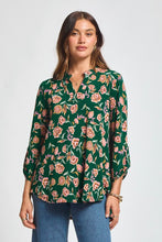 Load image into Gallery viewer, Dear Scarlett Lizzy Blouse Hunter Green Floral
