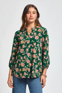 Dear Scarlett Lizzy Blouse Hunter Green Floral