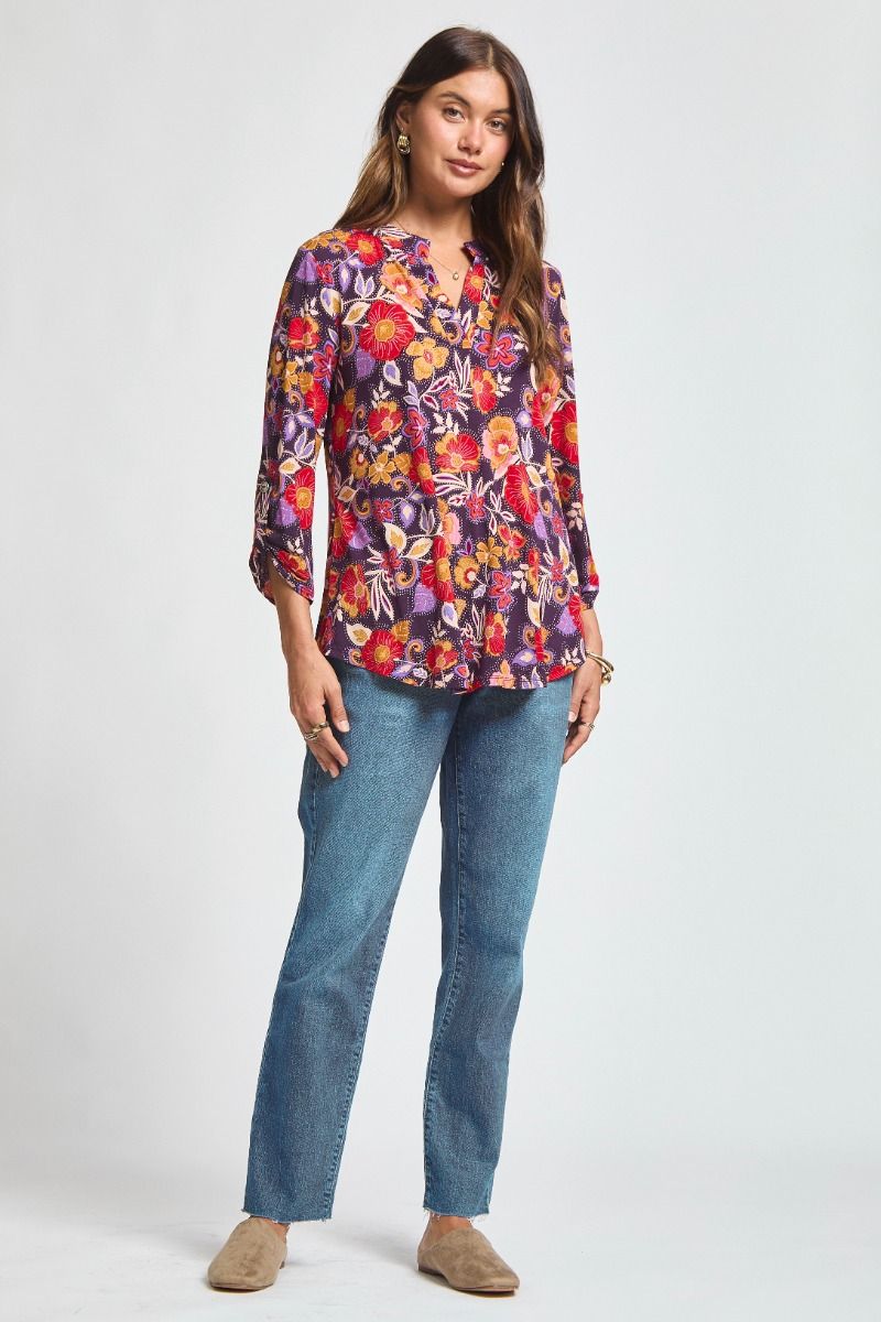 Dear Scarlett Lizzy Blouse Eggplant Floral