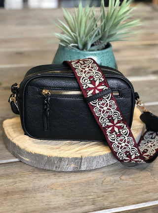 Boho Guitar Strap Crossbody Bag black