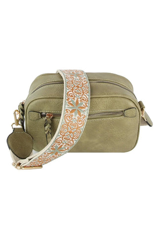 Boho Guitar Strap Crossbody Bag Sage