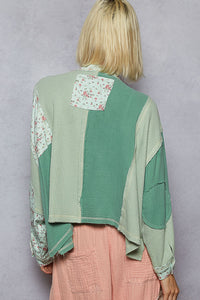 POL Round Neck Peace Patch Floral Oversized Fit Knit Top