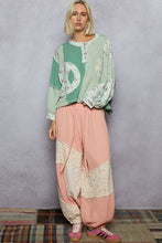 Load image into Gallery viewer, POL Round Neck Peace Patch Floral Oversized Fit Knit Top
