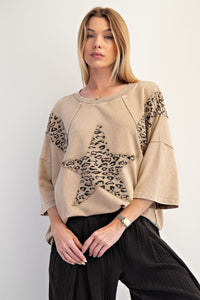 Easel Animal Star Patch Terry Oversized Tee