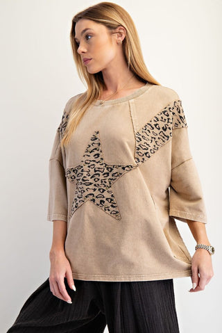 Easel Animal Star Patch Terry Oversized Tee
