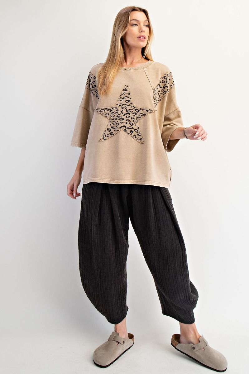 Easel Animal Star Patch Terry Oversized Tee