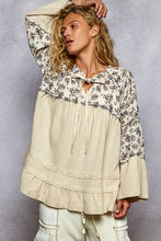 Load image into Gallery viewer, POL 3/4 Flared Sleeve Double Gauze Patch Woven Top
