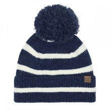 Load image into Gallery viewer, CC Stripe Yarn Pom Beanie – Sustainable Knit Winter Hat
