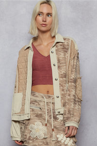 POL Contrast Color Block Quilted Jacket