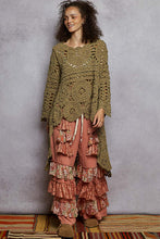 Load image into Gallery viewer, POL Long Sleeve Round Neck Chenille Varied Crochet Sweater Top

