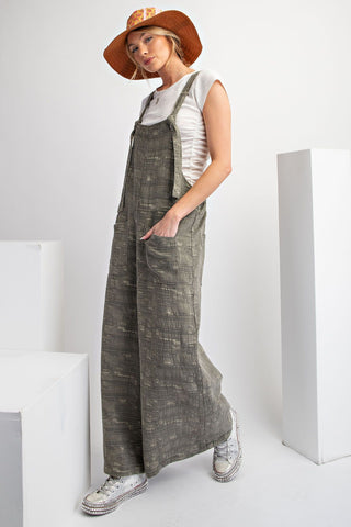 Easel Textured Woven Jumpsuit Pants